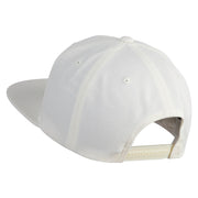Smile Face Circular Patched 5 Panel Flat Bill Twill Snapback Solid Cap - White OSFM