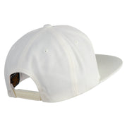 Smile Face Circular Patched 5 Panel Flat Bill Twill Snapback Solid Cap - White OSFM