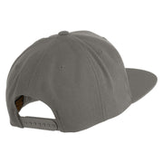Smile Face Circular Patched 5 Panel Flat Bill Twill Snapback Solid Cap - Dark-Grey OSFM