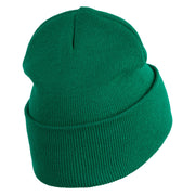 Roots Embroidered 12 Inch Solid Long Beanie Made in USA - Kelly-Green OSFM