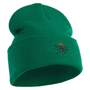 Roots Embroidered 12 Inch Solid Long Beanie Made in USA - Kelly-Green OSFM