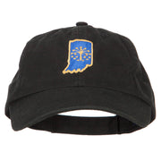 Indiana State Flag Map Embroidered Low Profile Cotton Cap