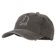 Sailing Outline Embroidered Washed Cotton Cap