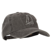 Sailing Outline Embroidered Washed Cotton Cap