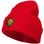 Rasta Lion Face Embroidered Long Beanie