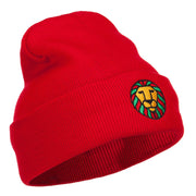 Rasta Lion Face Embroidered Long Beanie