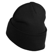 Roots Embroidered 12 Inch Solid Long Beanie Made in USA - Black OSFM