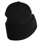 Roots Embroidered 12 Inch Solid Long Beanie Made in USA - Black OSFM