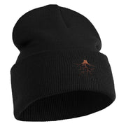 Roots Embroidered 12 Inch Solid Long Beanie Made in USA - Black OSFM