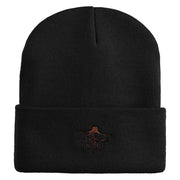 Roots Embroidered 12 Inch Solid Long Beanie Made in USA - Black OSFM