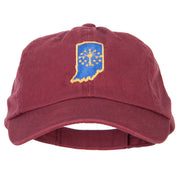 Indiana State Flag Map Embroidered Low Profile Cotton Cap