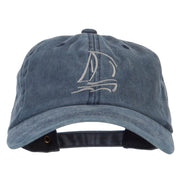 Sailing Outline Embroidered Washed Cotton Cap