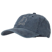 Sailing Outline Embroidered Washed Cotton Cap