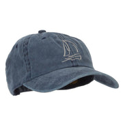 Sailing Outline Embroidered Washed Cotton Cap