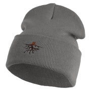 Roots Embroidered 12 Inch Solid Long Beanie Made in USA - Light-Grey OSFM