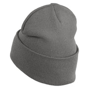 Roots Embroidered 12 Inch Solid Long Beanie Made in USA - Light-Grey OSFM
