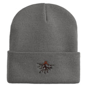 Roots Embroidered 12 Inch Solid Long Beanie Made in USA - Light-Grey OSFM