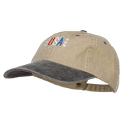 USA Stars Embroidered Two Tone Washed Cap