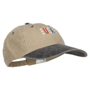 USA Stars Embroidered Two Tone Washed Cap