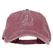 Sailing Outline Embroidered Washed Cotton Cap