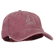 Sailing Outline Embroidered Washed Cotton Cap