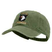 Licensed 101st Airborne Veteran Embroidered Washed Solid Pigment Dyed Cotton Twill Brass Buckle Cap - Olive OSFM