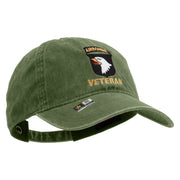 Licensed 101st Airborne Veteran Embroidered Washed Solid Pigment Dyed Cotton Twill Brass Buckle Cap - Olive OSFM