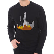 Space Shuttle Launch Graphic Design Unisex Ring Spun Cotton Premium Long Sleeve T-shirt