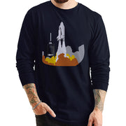 Space Shuttle Launch Graphic Design Unisex Ring Spun Cotton Premium Long Sleeve T-shirt