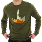 Space Shuttle Launch Graphic Design Unisex Ring Spun Cotton Premium Long Sleeve T-shirt