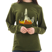 Space Shuttle Launch Graphic Design Unisex Ring Spun Cotton Premium Long Sleeve T-shirt