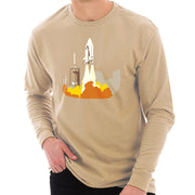 Space Shuttle Launch Graphic Design Unisex Ring Spun Cotton Premium Long Sleeve T-shirt