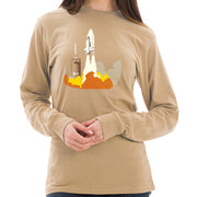 Space Shuttle Launch Graphic Design Unisex Ring Spun Cotton Premium Long Sleeve T-shirt