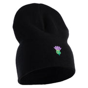 Highland Thistle Embroidered 8 Inch Knitted Short Beanie - Black OSFM