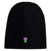 Highland Thistle Embroidered 8 Inch Knitted Short Beanie - Black OSFM