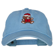 Santa Teddy Bear Embroidered Unstructured Washed Cap