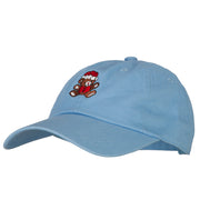 Santa Teddy Bear Embroidered Unstructured Washed Cap