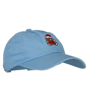 Santa Teddy Bear Embroidered Unstructured Washed Cap