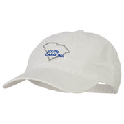 South Carolina with Map Outline Embroidered Washed Cotton Twill Cap