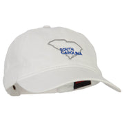 South Carolina with Map Outline Embroidered Washed Cotton Twill Cap