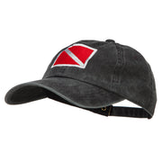 Scuba Dive Flag Embroidered Washed Dyed Cotton Cap