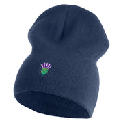Highland Thistle Embroidered 8 Inch Knitted Short Beanie - Navy OSFM