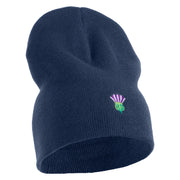 Highland Thistle Embroidered 8 Inch Knitted Short Beanie - Navy OSFM