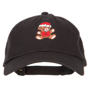 Santa Teddy Bear Embroidered Unstructured Washed Cap