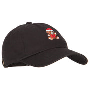 Santa Teddy Bear Embroidered Unstructured Washed Cap