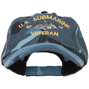 US Submarine Veteran Military Embroidered Enzyme Camo Cap