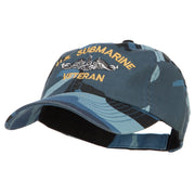 US Submarine Veteran Military Embroidered Enzyme Camo Cap