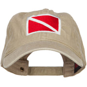 Scuba Dive Flag Embroidered Washed Dyed Cotton Cap