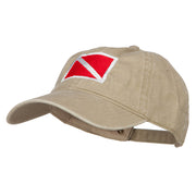 Scuba Dive Flag Embroidered Washed Dyed Cotton Cap