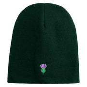 Highland Thistle Embroidered 8 Inch Knitted Short Beanie - Dark-Green OSFM
